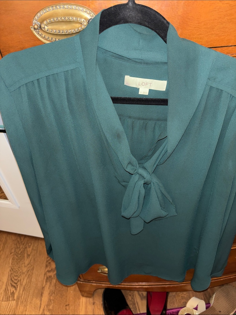 LOFT Teal Tie-Neck Sleeveless Top